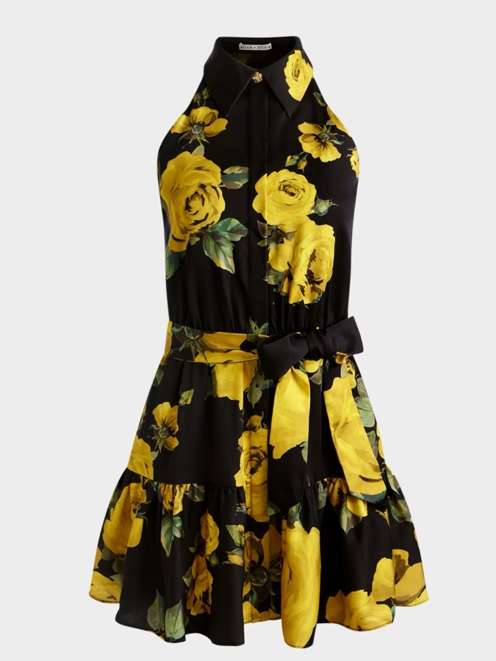 NWT ALICE + OLIVIA Miranda Floral-Print Crepe Mini Dress RETAIL $495